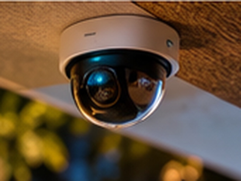 Câmera dome discreta instalada sob o beiral